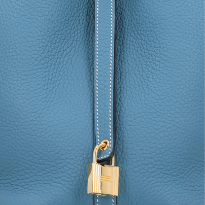 Hermes Taurillon Clemence Picotin Lock 18 PM New Blue Jean 8 of 10