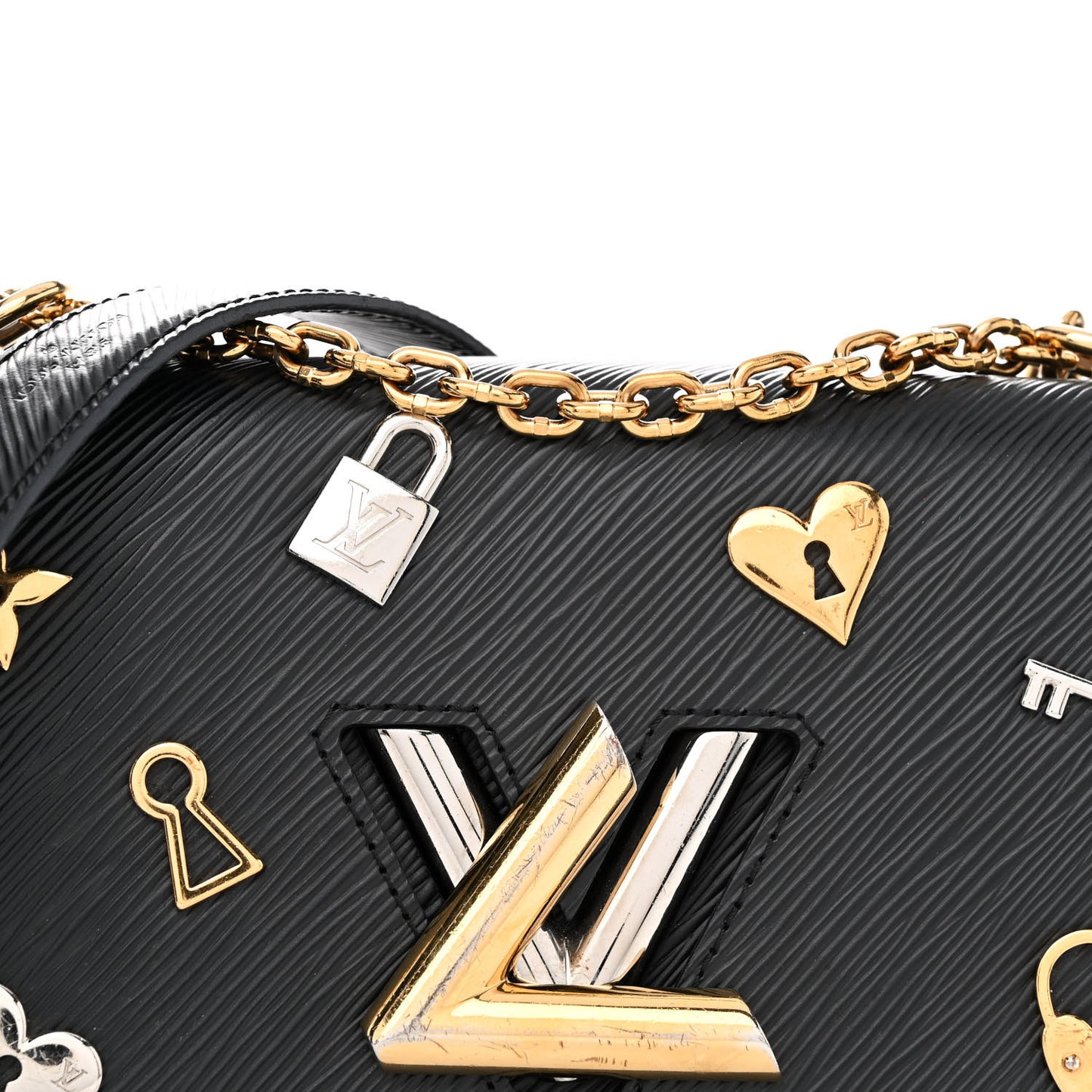 Epi Love Lock Twist Shoulder Bag MM Black