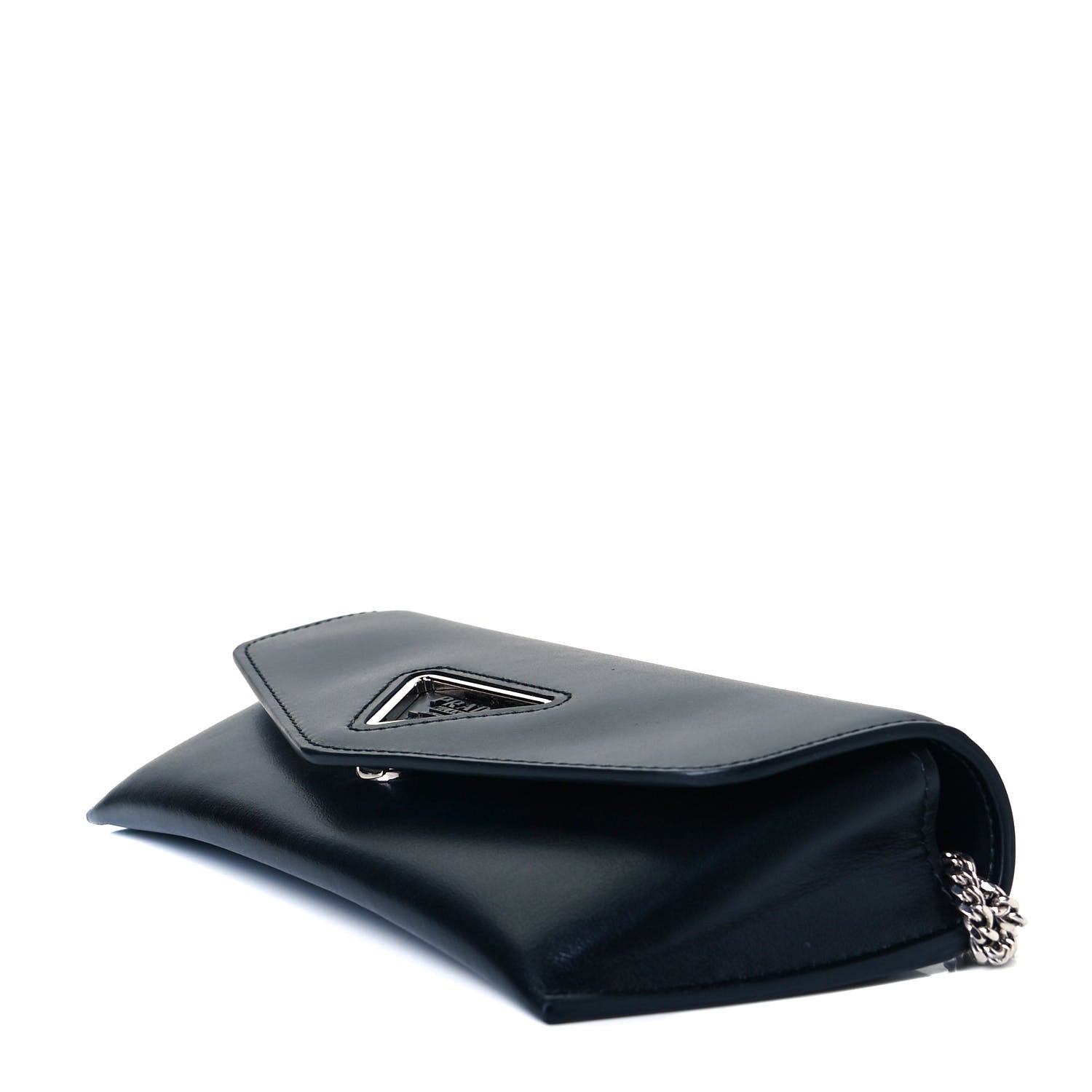 Prada City Calfskin Envelope Chain Clutch Black 4 of 8