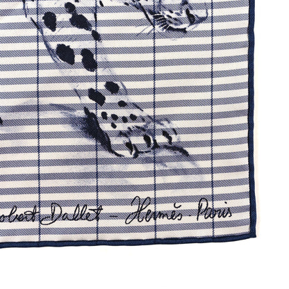 Hermes Silk Carre Eyeliner Dans L'atelier de Robert Dallet Scarf 90 Marine White 2 of 3