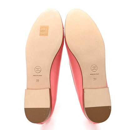 Chanel Goatskin Cap Toe CC Ballerina Flats 39 Pink 5 of 12