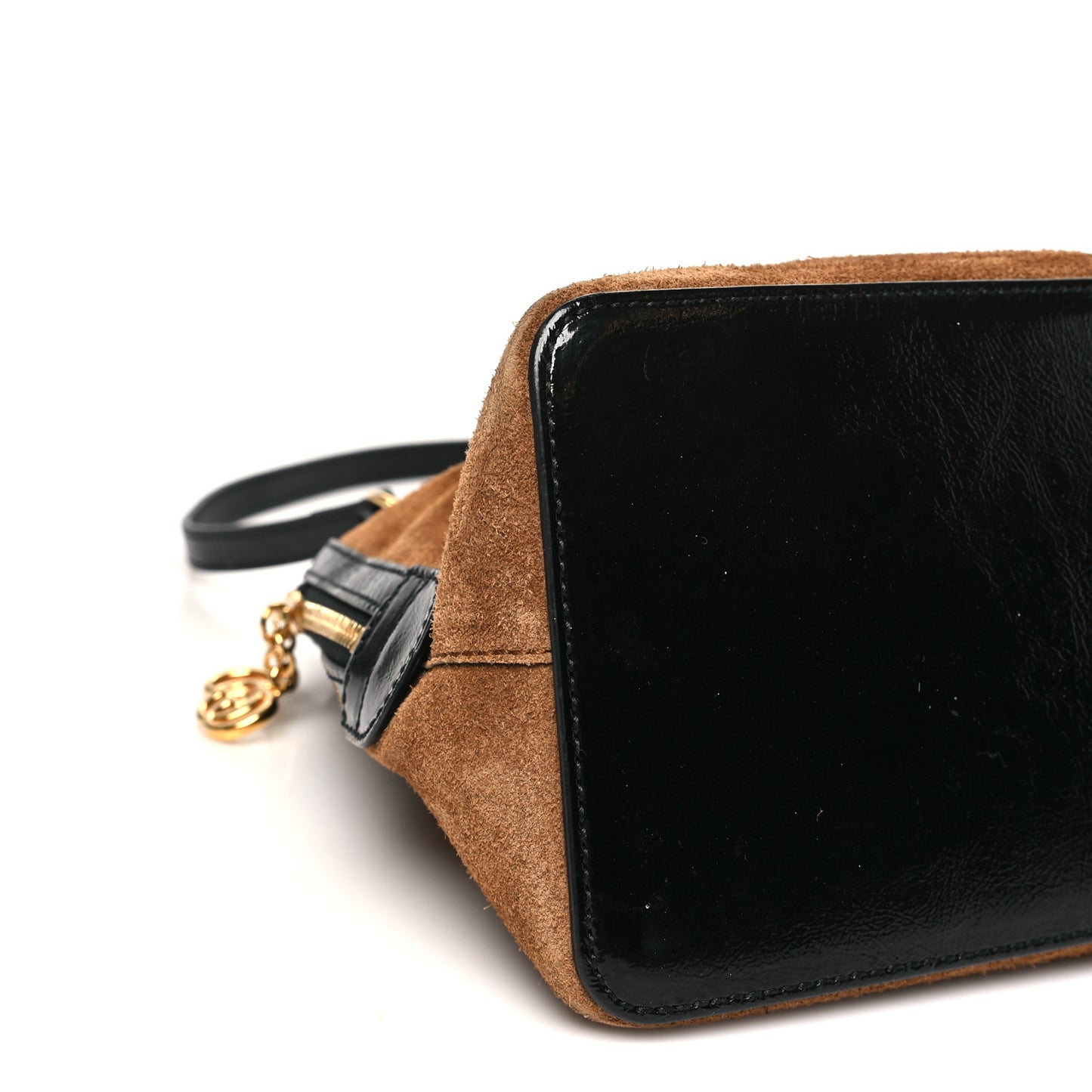 Suede Patent Web Medium Ophidia Top Handle Dome Bag Nocciola Black