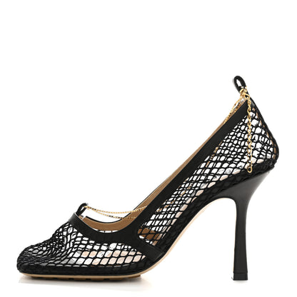 Bottega Veneta Mesh Calfskin Chain Stretch Pumps 36.5 Black 1 of 9