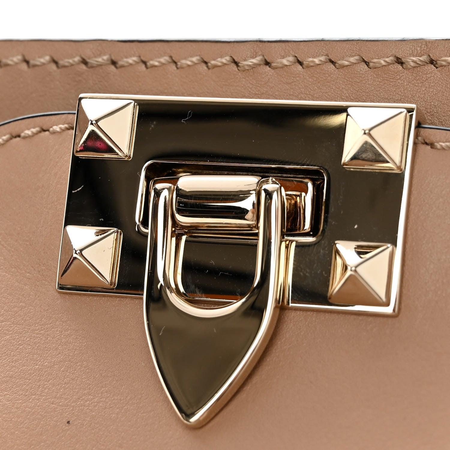 Valentino Garavani Vitello Butterfly Embellished Medium Rockstud Tote Camel Rose Multicolor 11 of 13
