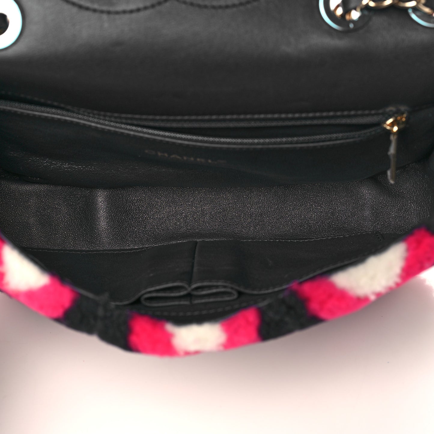 Lambskin Shearling Medium Flap Fuchsia Navy