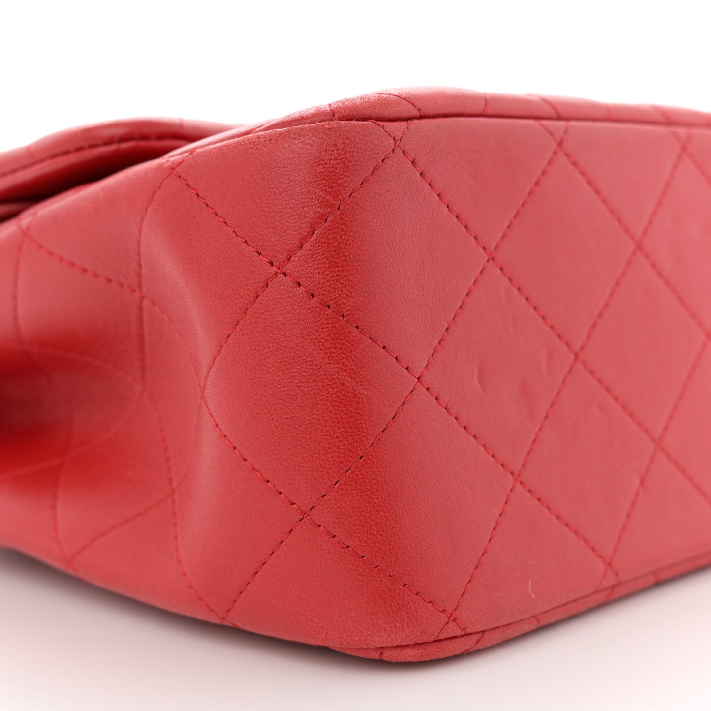 Lambskin Quilted Jumbo Double Flap Red