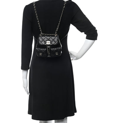 Chanel Shiny Caviar Quilted Small Duma Pockets Drawstring Backpack Black 2 of 10