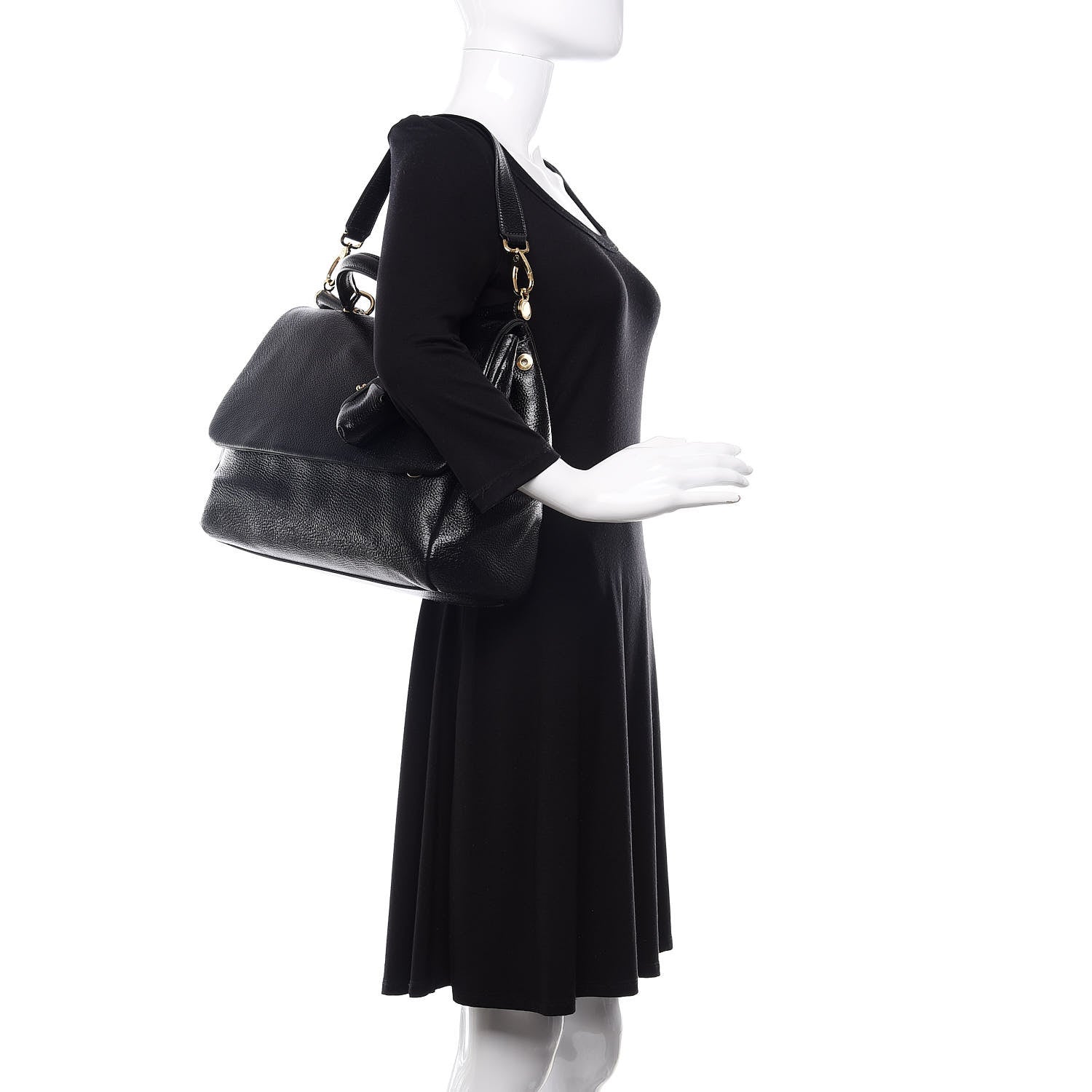 Dolce & Gabbana Grained Deerskin Large Miss Sicily Satchel Black 2 of 9