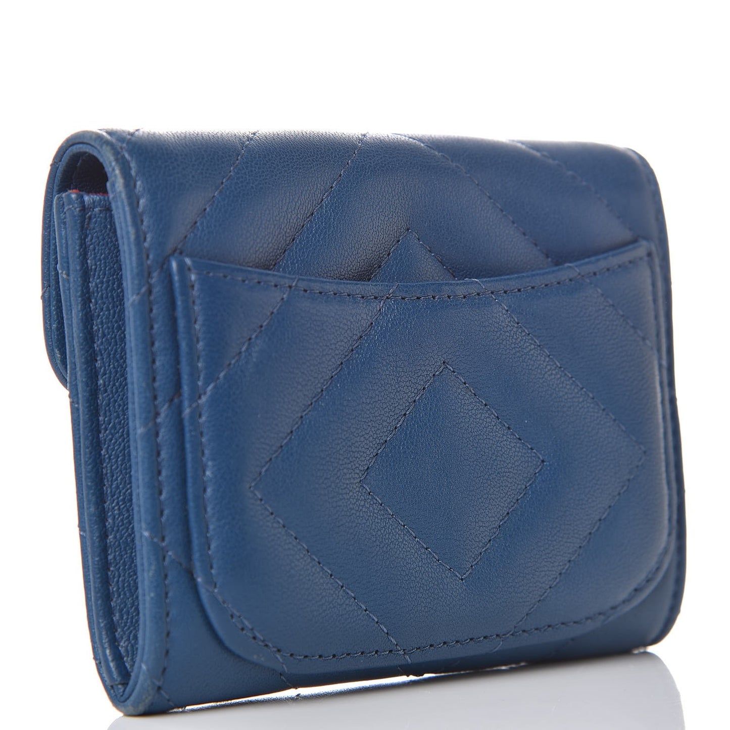 Sheepskin Chevron Quilted Reissue Card Holder Blue