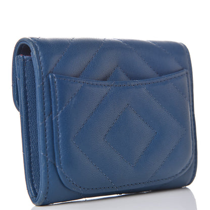 Chanel Sheepskin Chevron Quilted Reissue Card Holder Blue 3 of 12