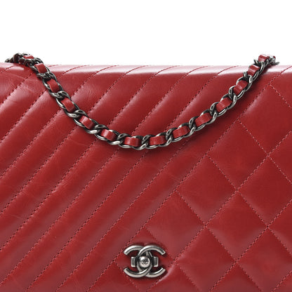 Chanel Glazed Calfskin Quilted Coco Boy Wallet On Chain WOC Red 11 of 12