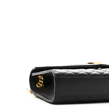 Saint Laurent Grain De Poudre Textured Mixed Matelasse Triquilt Medium Monogram Satchel Black 8 of 10