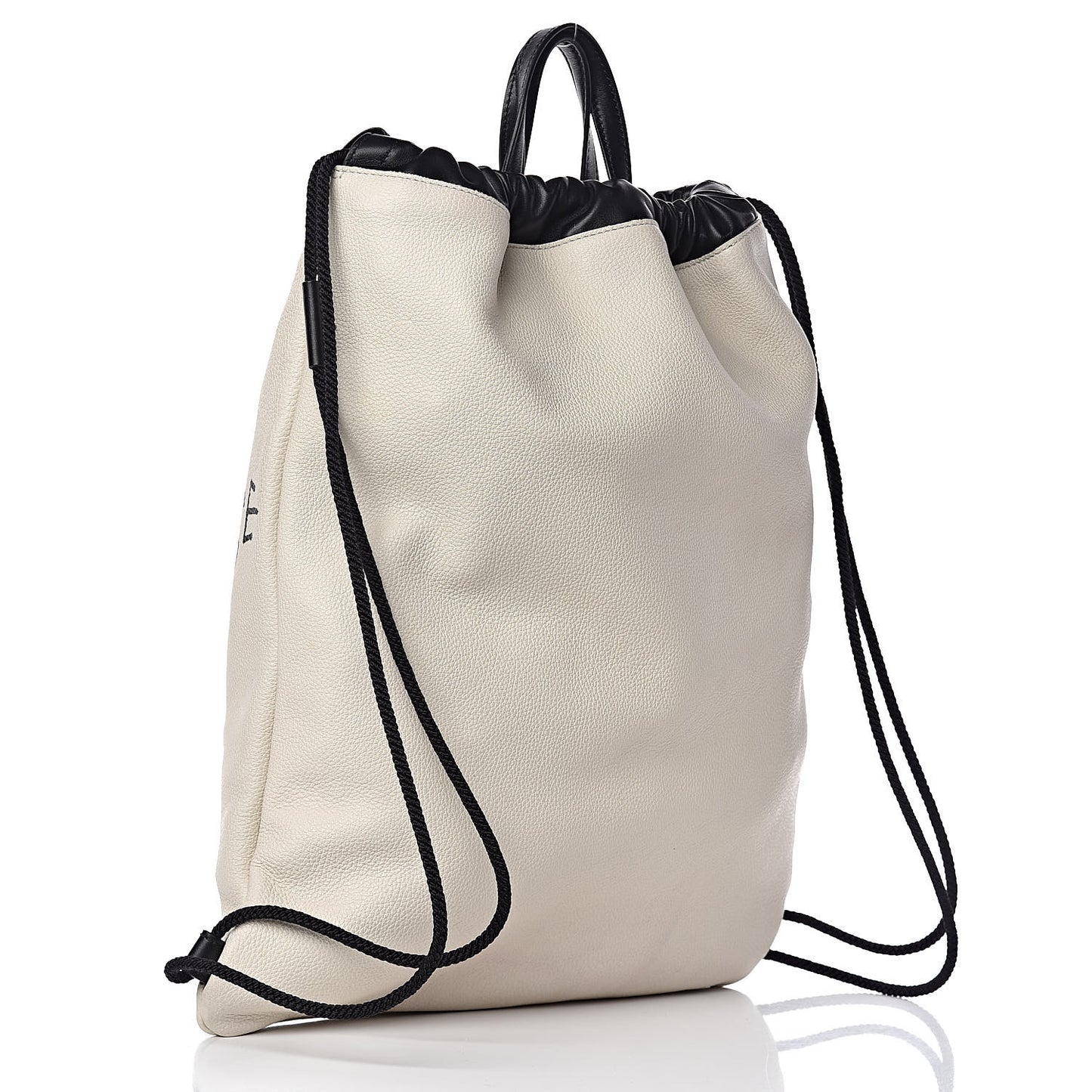 Calfskin Coco Capitan Logo Drawstring Backpack Mystic White
