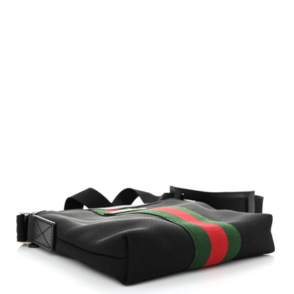 Gucci Techno Canvas Selleria Calfskin Web Small Flat Messenger Bag Black 4 of 10