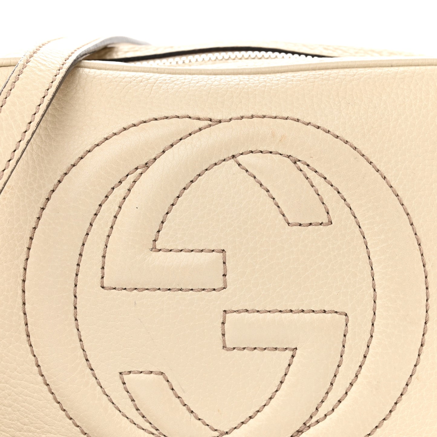 Pebbled Calfskin Small Soho Disco Bag Off White