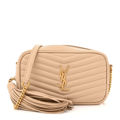 Saint Laurent Grain De Poudre Matelasse Monogram Mini Lou Camera Bag Dark Beige 1 of 11