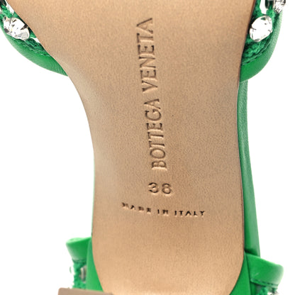 Bottega Veneta Mesh Nappa Crystal Embellished Sparkle Stretch Ankle Tie Sandals 38 Parakeet 6 of 7