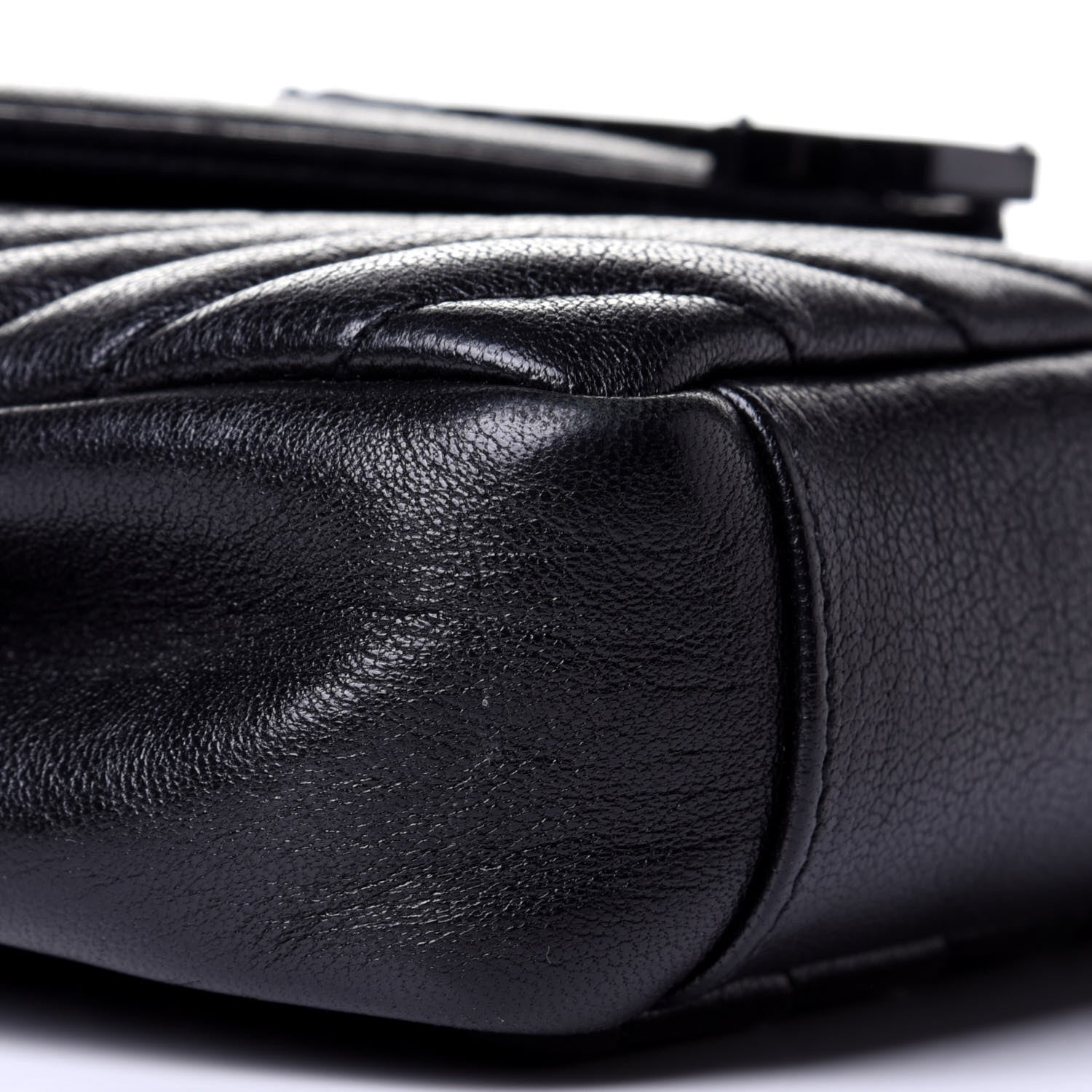 Saint Laurent Sheepskin Matelasse Chevron Monogram Monochrome Medium College Bag Black 4 of 5