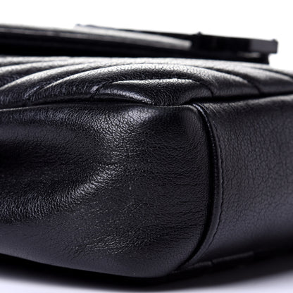 Saint Laurent Sheepskin Matelasse Chevron Monogram Monochrome Medium College Bag Black 4 of 5