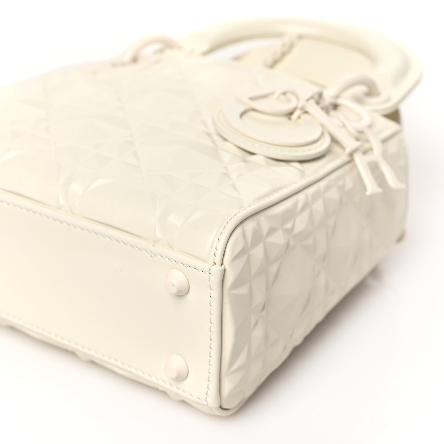 Christian Dior Calfskin Cannage Diamond Mini Lady Dior White 9 of 9