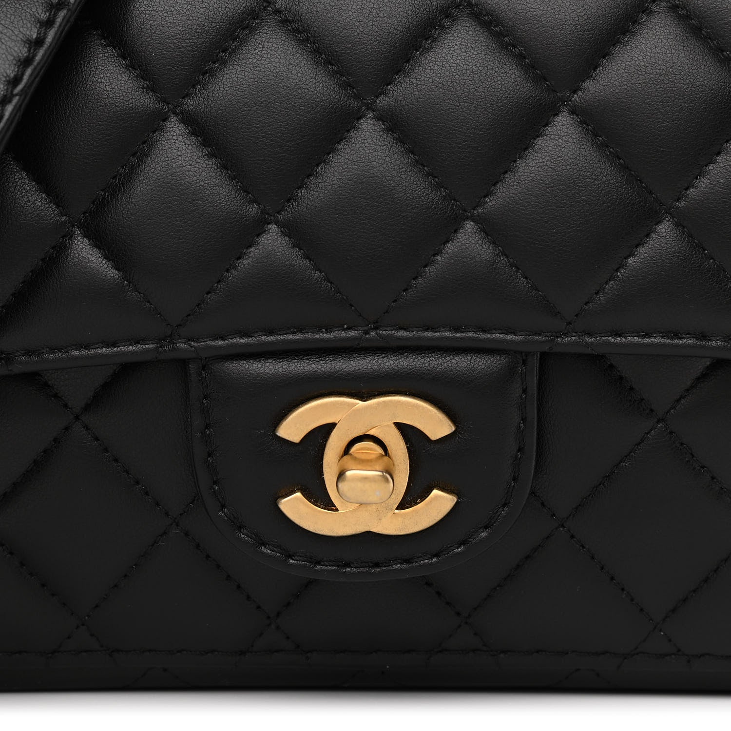 Chanel Calfskin Quilted Small Strap Into Flap Black 8 of 10