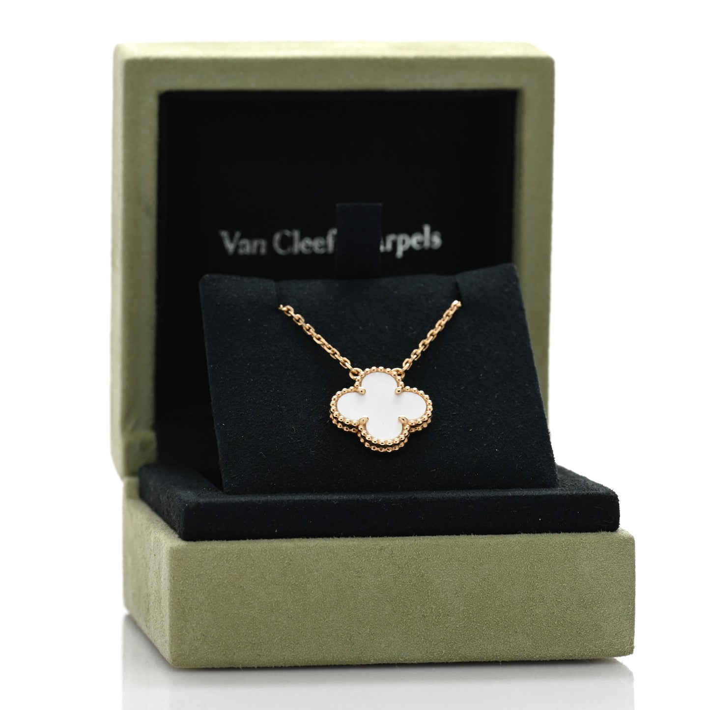 18K Yellow Gold Mother of Pearl Vintage Alhambra Pendant Necklace