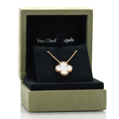 Van Cleef & Arpels 18K Yellow Gold Mother of Pearl Vintage Alhambra Pendant Necklace 3 of 5