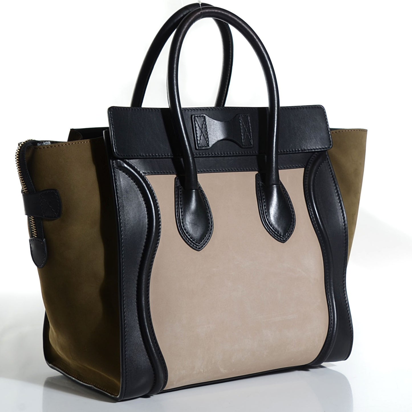 Nubuck Smooth Calfskin Mini Tri-Color Luggage Olive