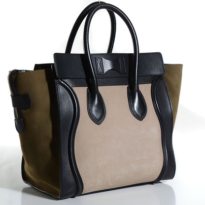 Celine Nubuck Smooth Calfskin Mini Tri-Color Luggage Olive 3 of 8