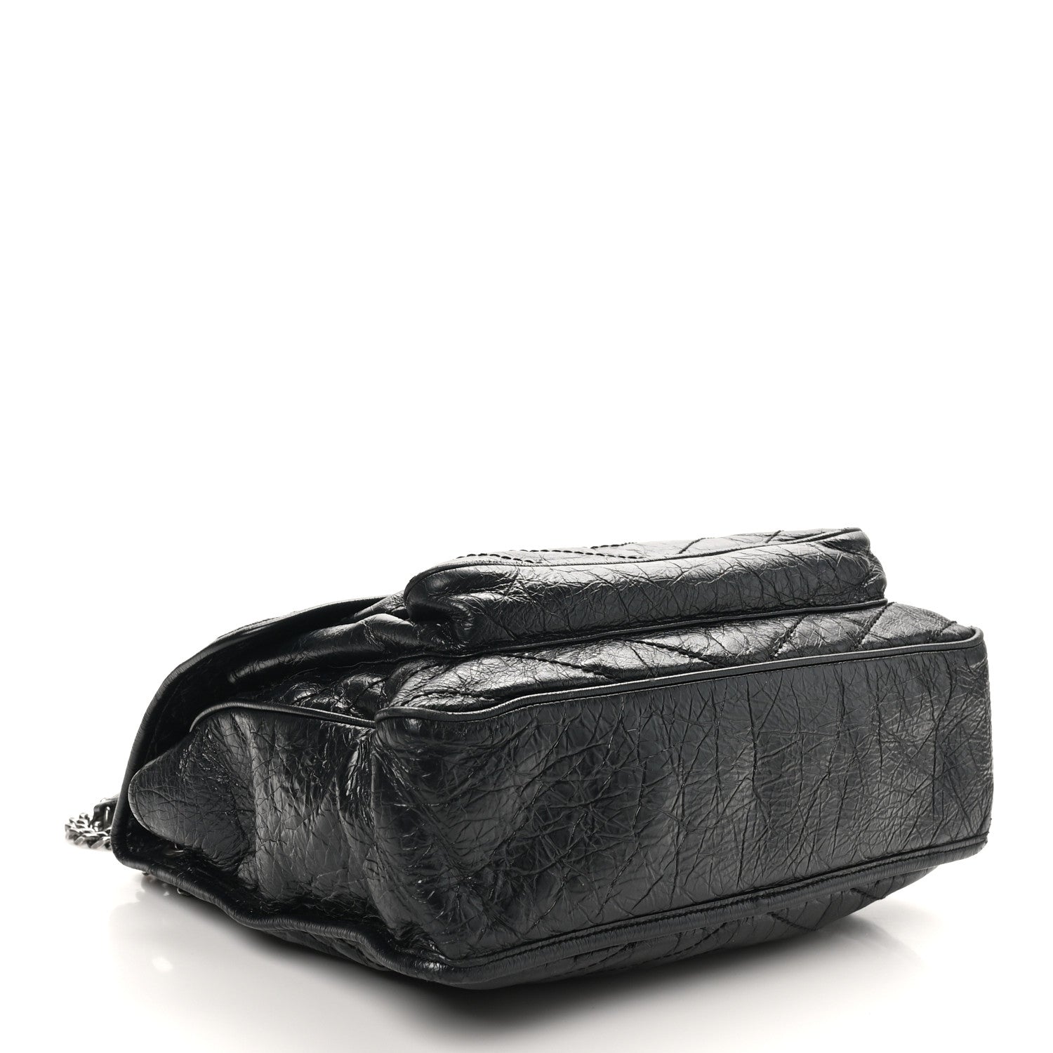 Saint Laurent Crinkled Calfskin Matelasse Monogram Large Niki Chain Satchel Black 4 of 10