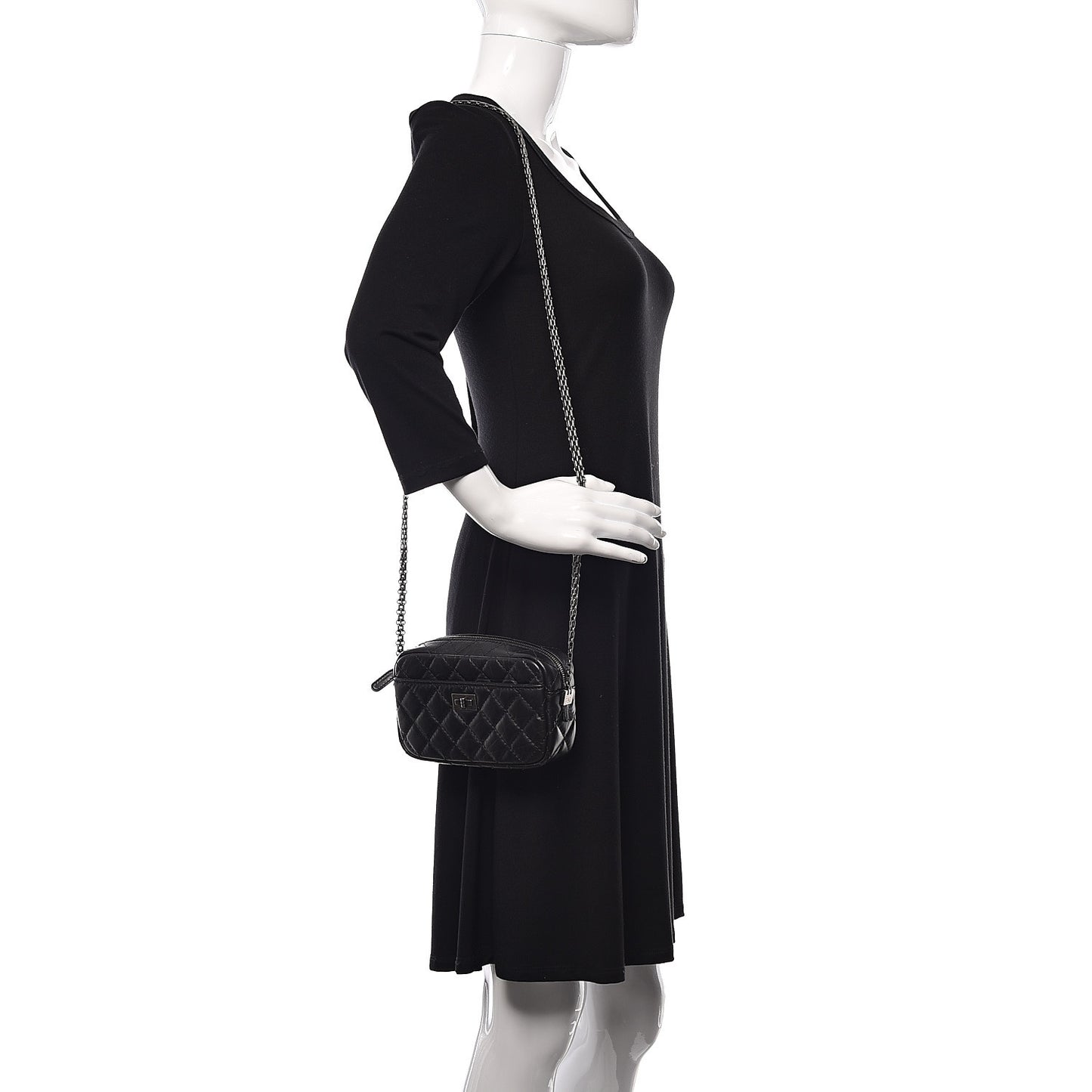 Aged Calfskin Quilted Mini Reissue Camera Case Black