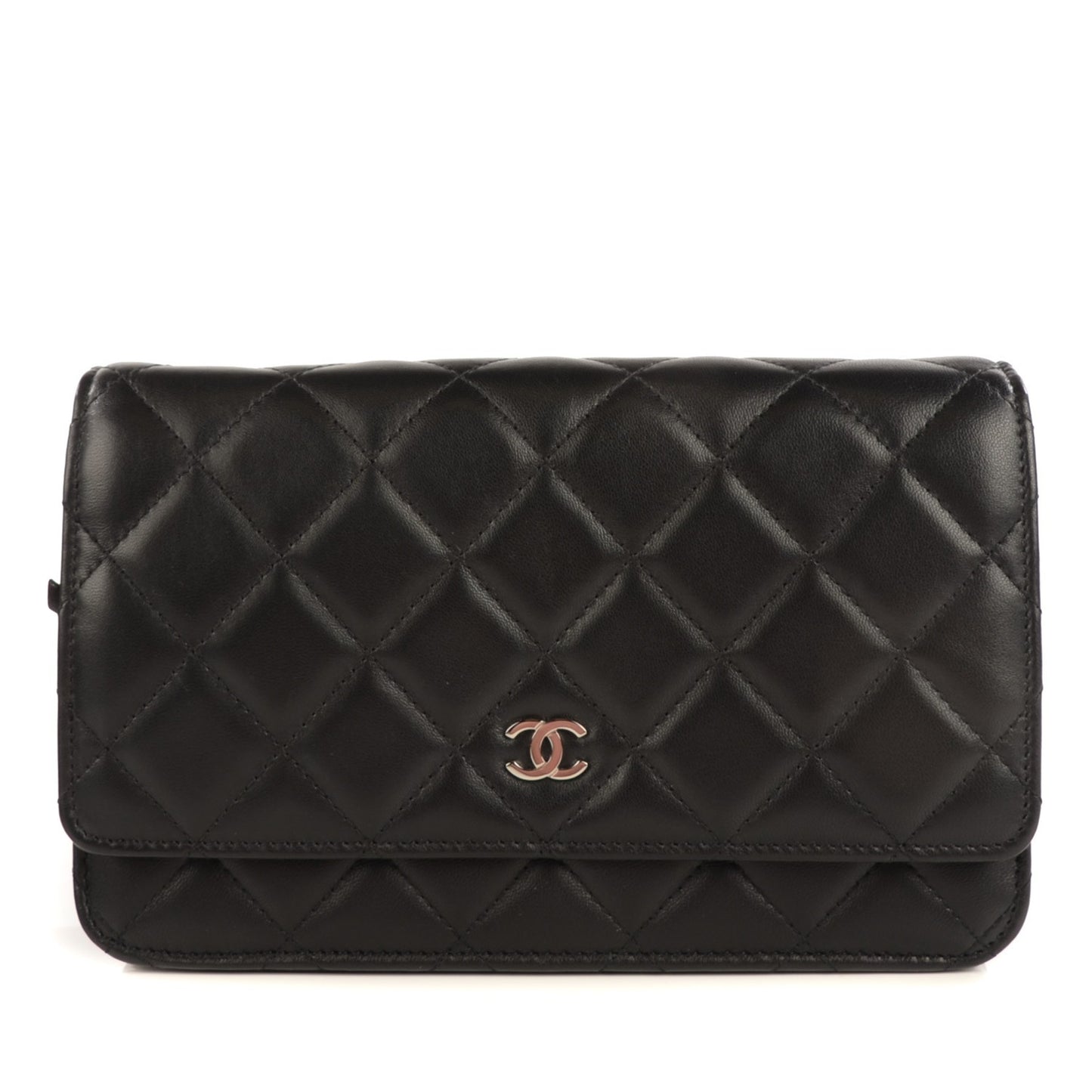 Lambskin Quilted Wallet On Chain WOC Black