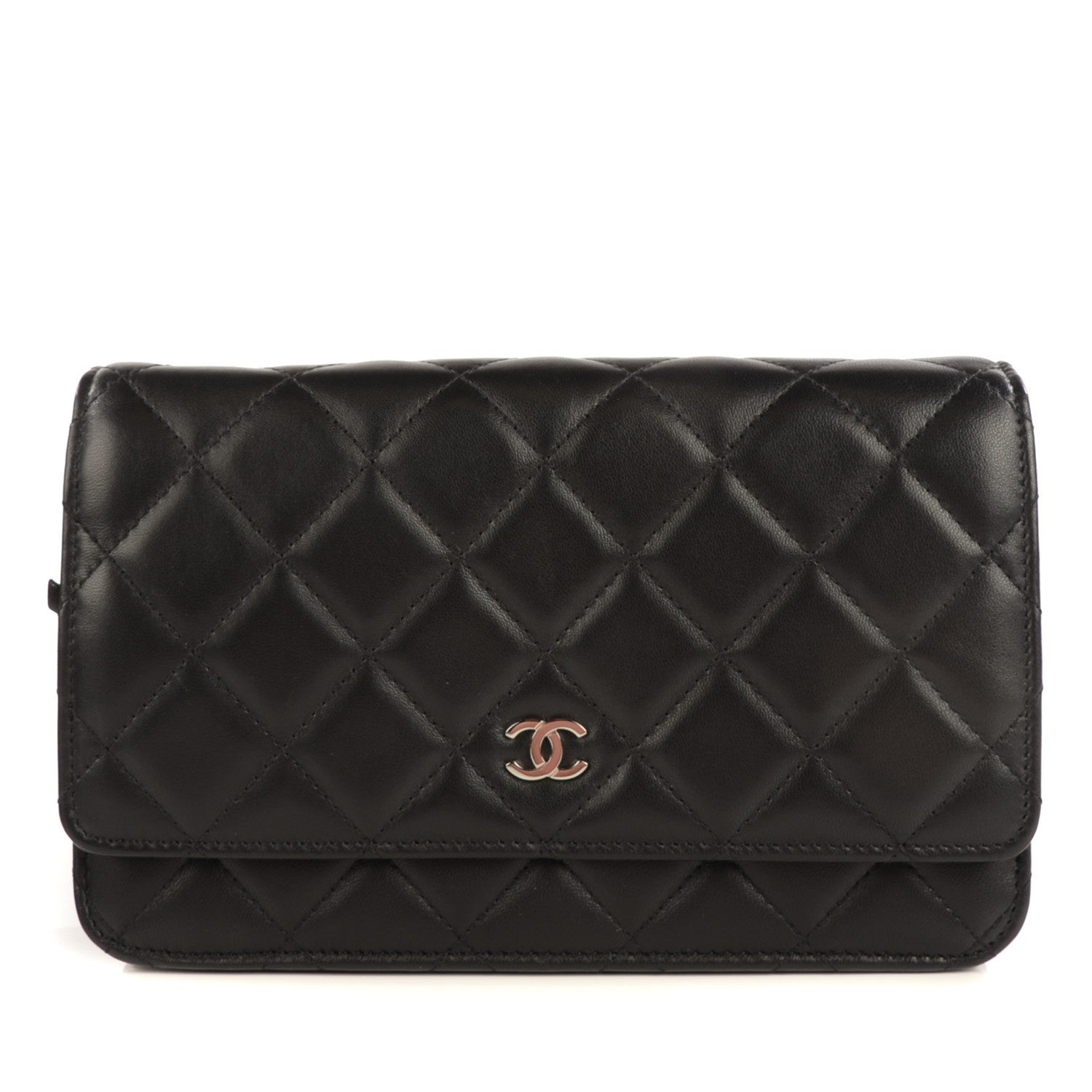 Chanel Lambskin Quilted Wallet On Chain WOC Black 1 of 9