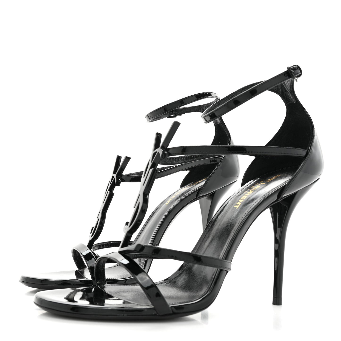 Calfskin Cassandra 100 Ankle Strap Sandals 38.5 Black