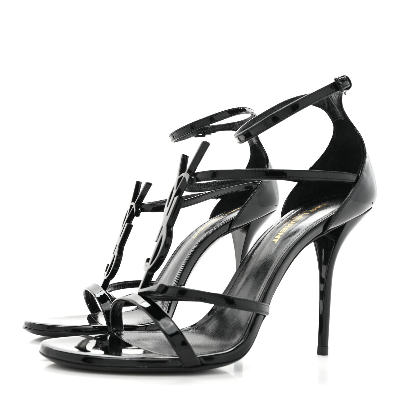 Saint Laurent Calfskin Cassandra 100 Ankle Strap Sandals 38.5 Black 3 of 13