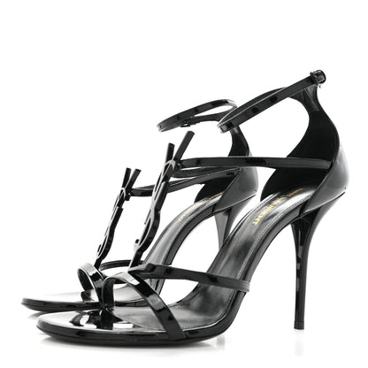 Saint Laurent Calfskin Cassandra 100 Ankle Strap Sandals 38.5 Black 3 of 13