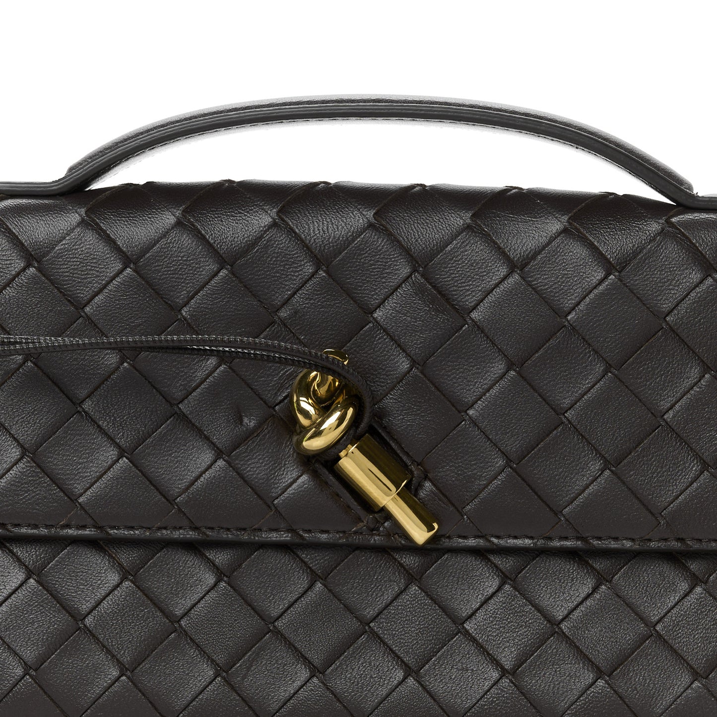 Nappa Intrecciato Long Andiamo Top Handle Clutch Fondant