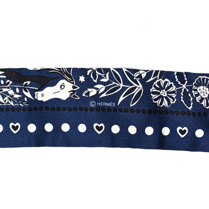 Hermes Silk Entre Ciel Et Mer Twilly Marine White Black 4 of 5