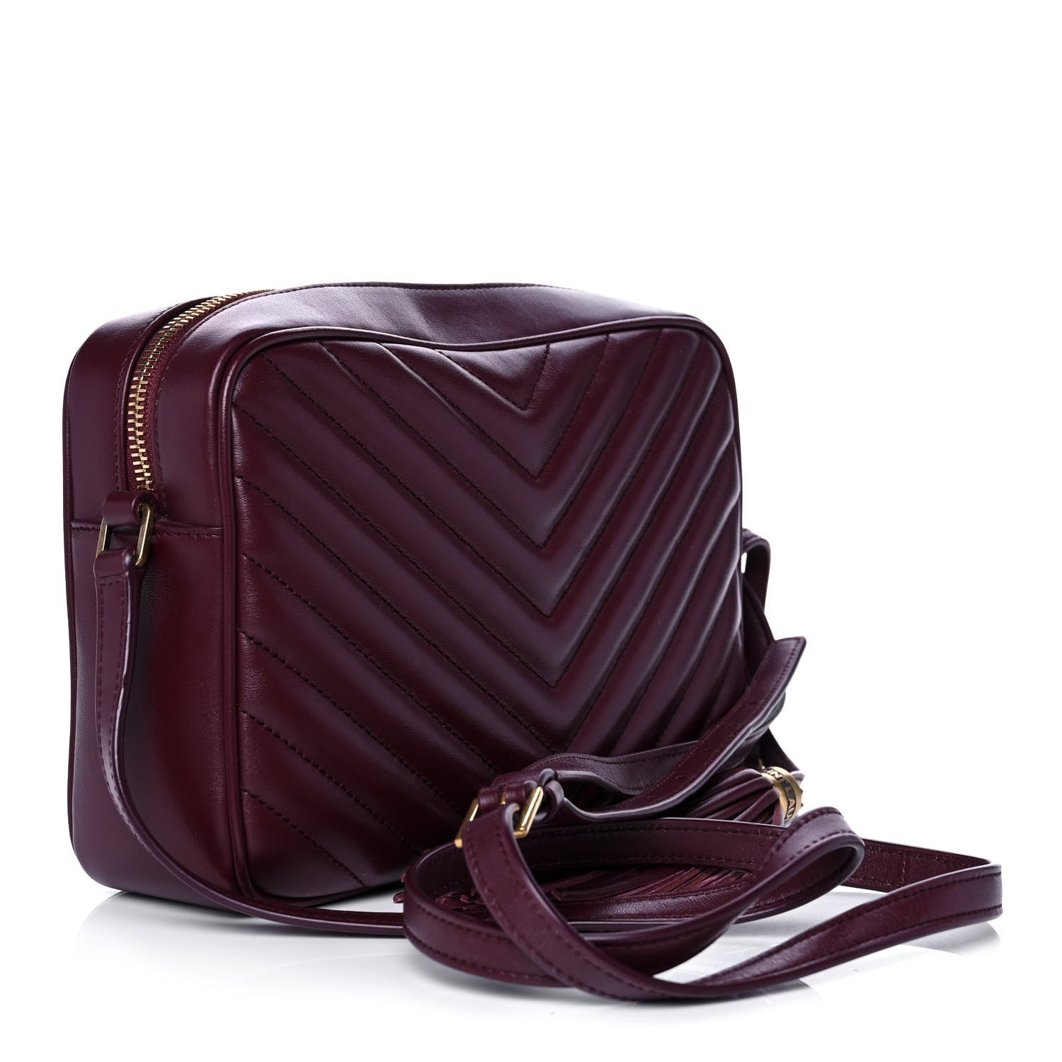 Saint Laurent Calfskin Matelasse Monogram Lou Camera Bag Dark Legion Red 3 of 11