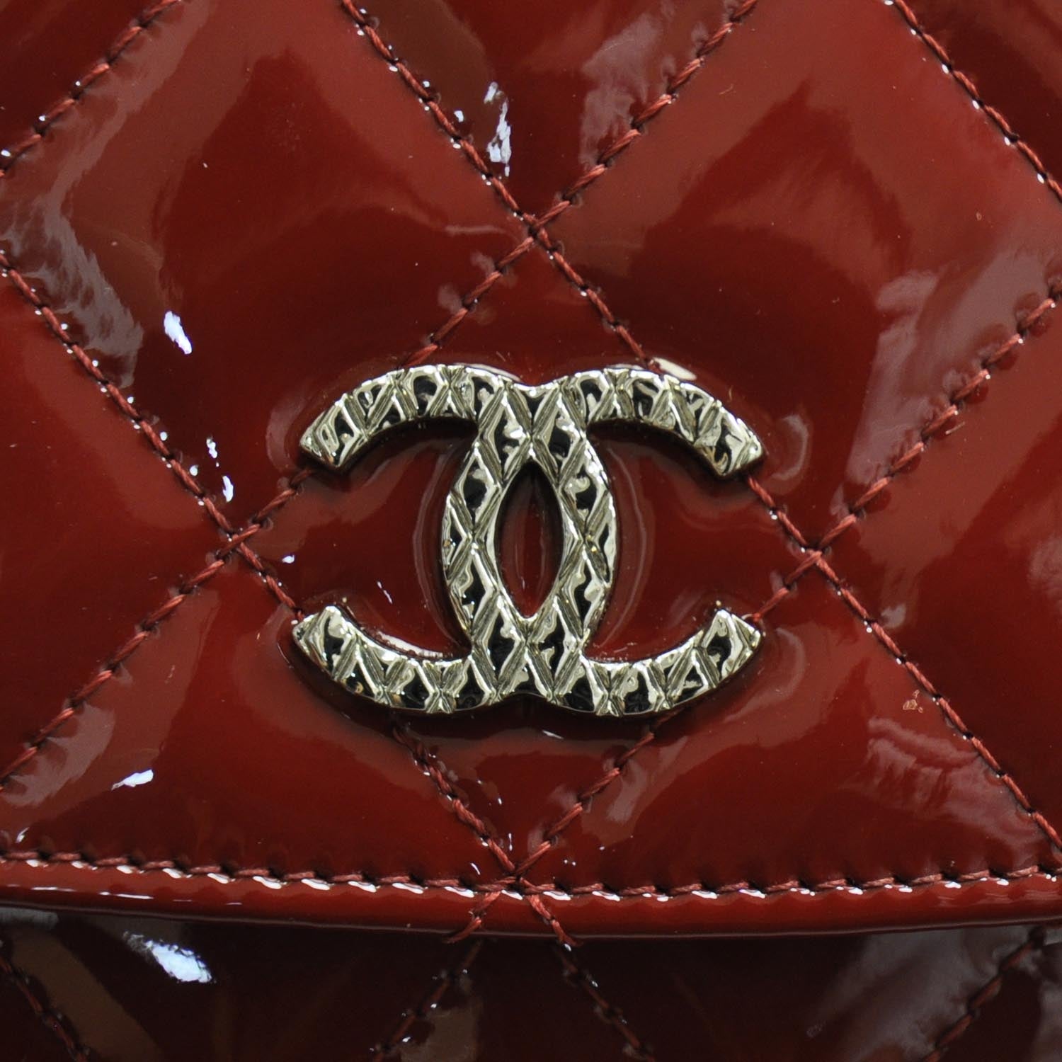 Chanel Patent Quilted Brilliant Wallet On Chain WOC Red 10 of 10