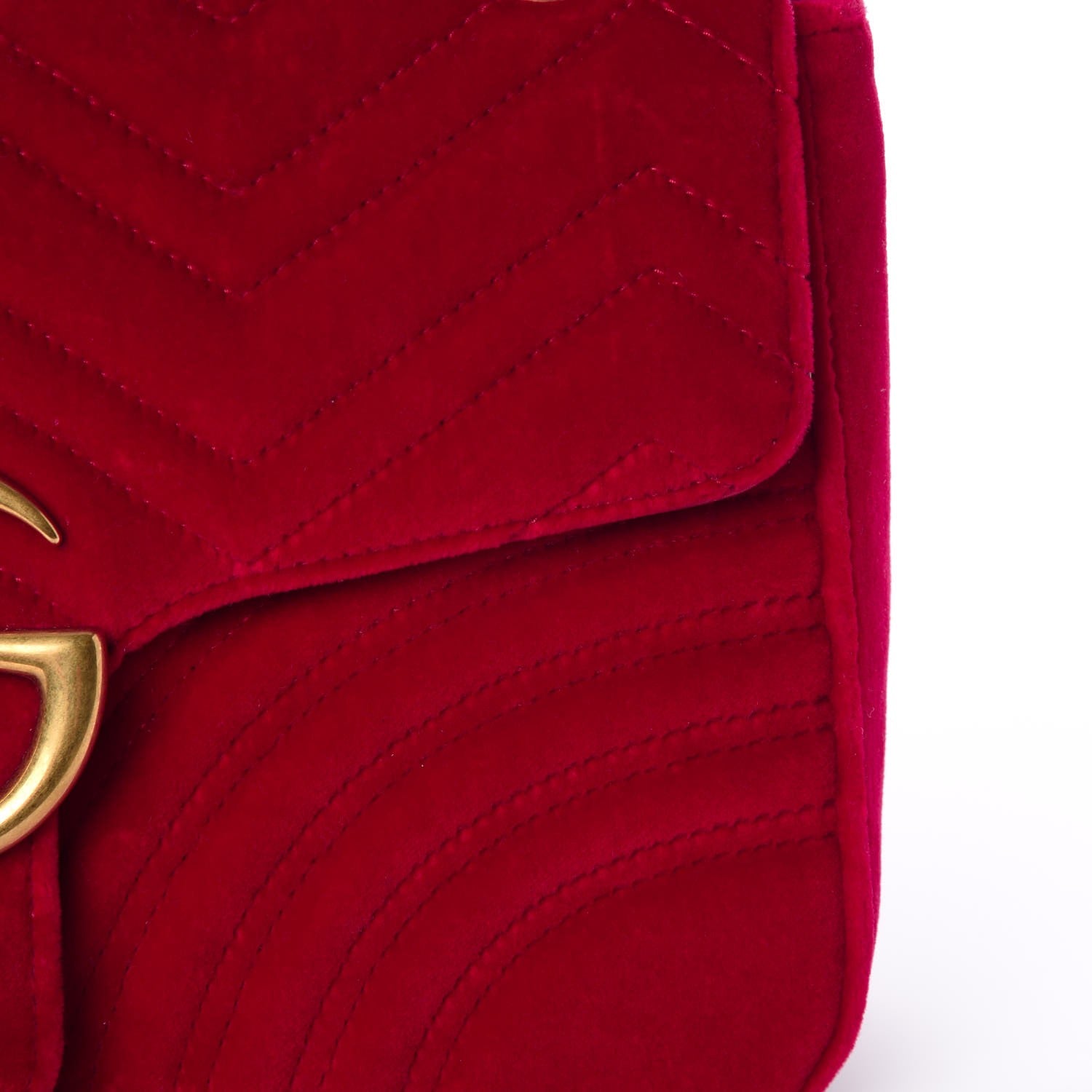 Gucci Velvet Matelasse Medium GG Marmont Shoulder Bag Hibiscus Red 15 of 22