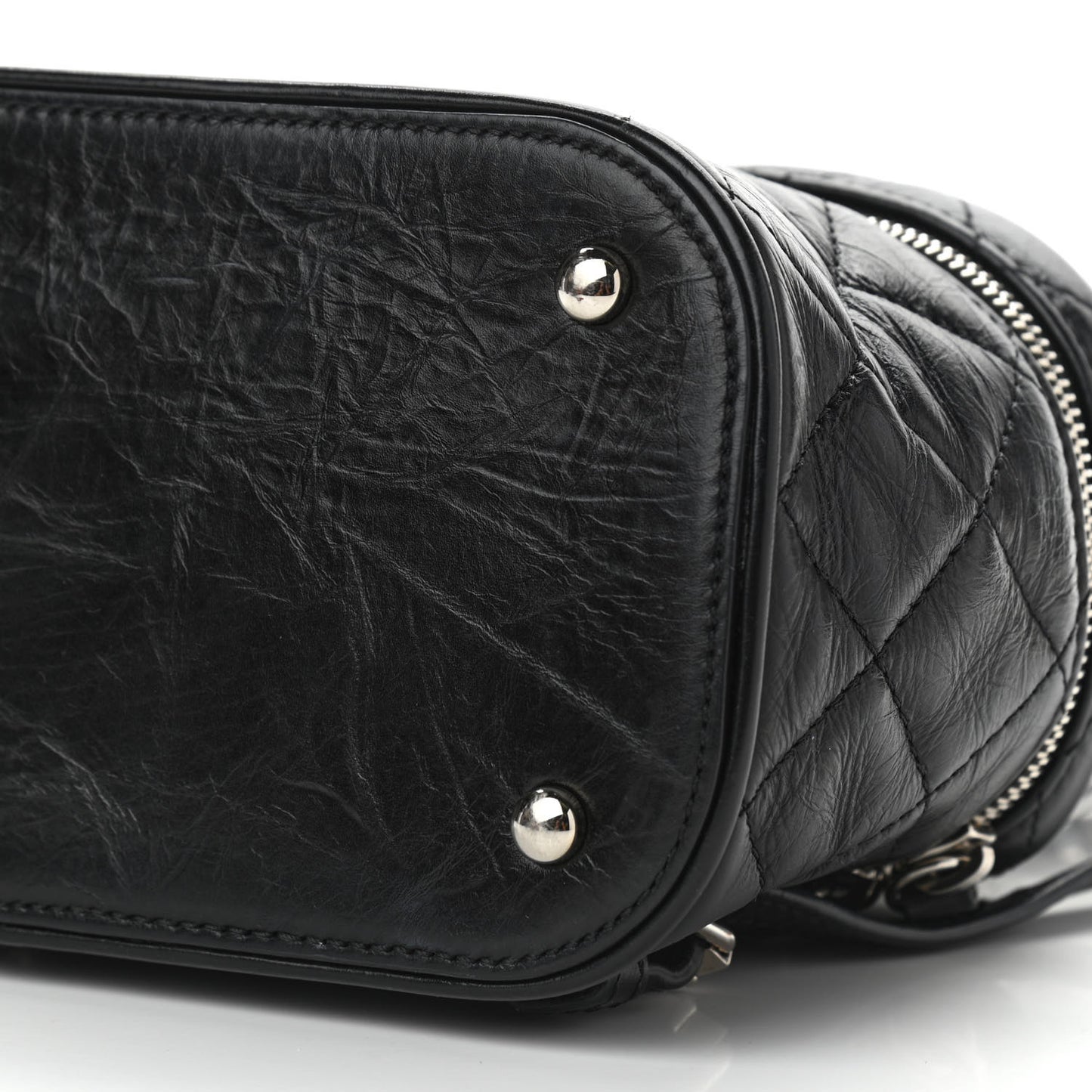 Crumpled Calfskin PVC Quilted Backpack Black