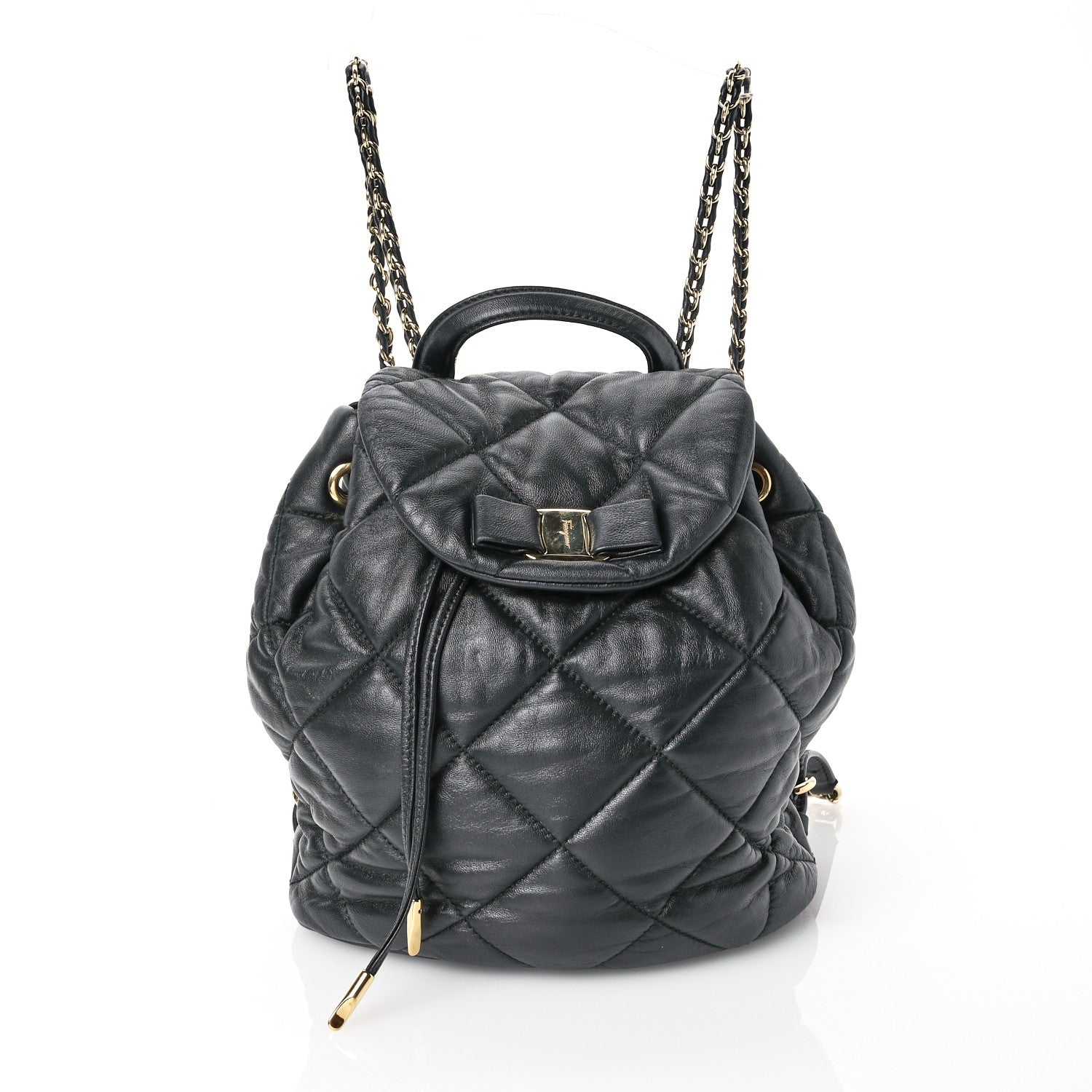 Salvatore Ferragamo Calfskin Quilted Giuliette Backpack Black 1 of 13