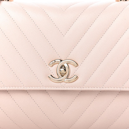 Chanel Caviar Lizard Embossed Chevron Quilted Small Coco Handle Flap Beige 10 of 11