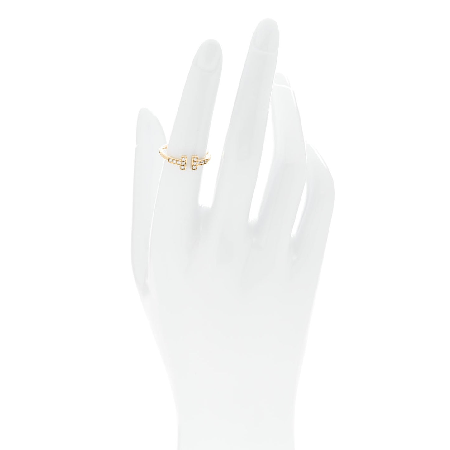 18K Yellow Gold Diamond T Wire Ring 53 6.25