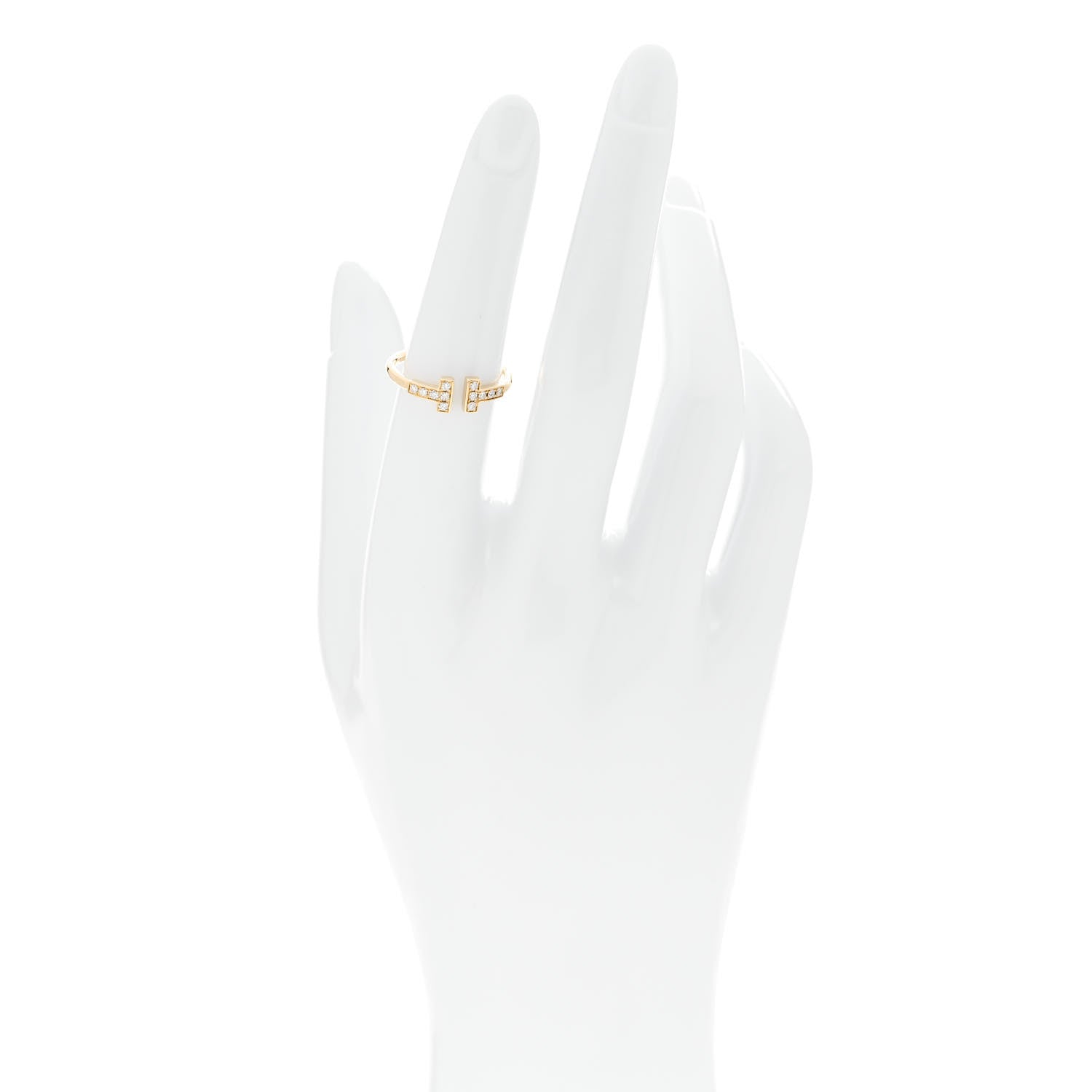Tiffany 18K Yellow Gold Diamond T Wire Ring 53 6.25 2 of 4
