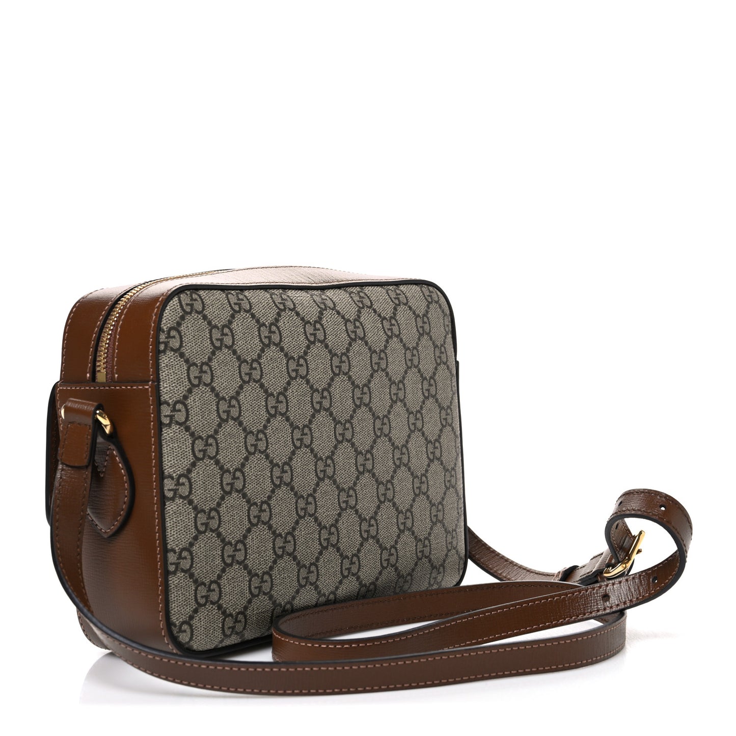 GG Supreme Monogram Small Horsebit 1955 Shoulder Bag Beige Brown Sugar