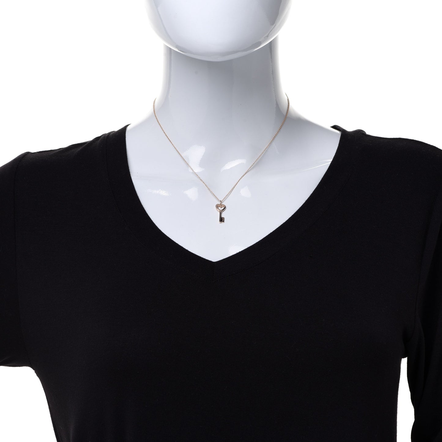 18K Rose Gold Mini Heart Key Pendant Necklace