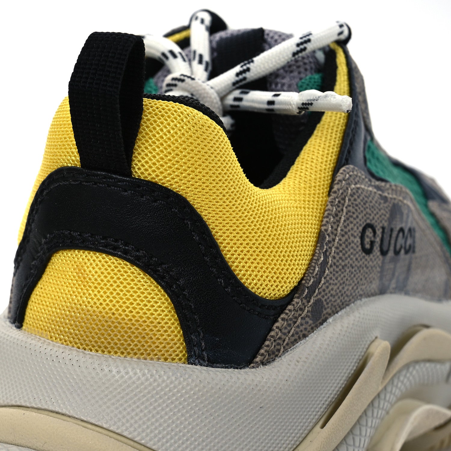 Balenciaga X GUCCI Maxi GG Supreme Monogram Womens Triple S Sneakers 39 Beige Ebony Black Green 11 of 12