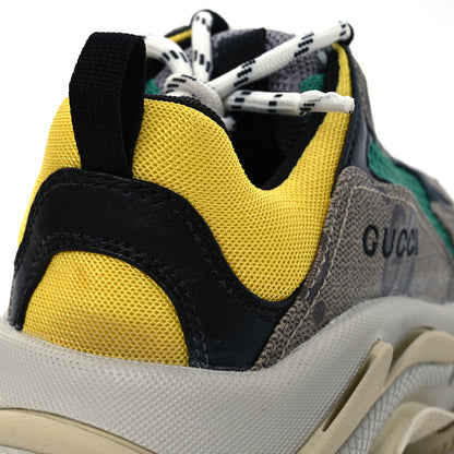 Balenciaga X GUCCI Maxi GG Supreme Monogram Womens Triple S Sneakers 39 Beige Ebony Black Green 11 of 12